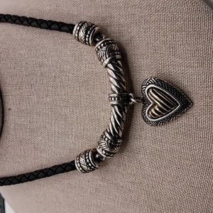 Brighton retired choker, leather, heart necklace